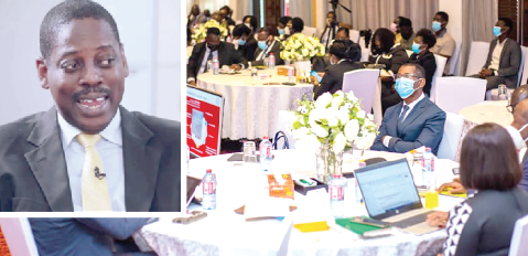 Rev. Daniel Ogbarmey Tetteh (inset), Director-General of SEC, addressing the participants