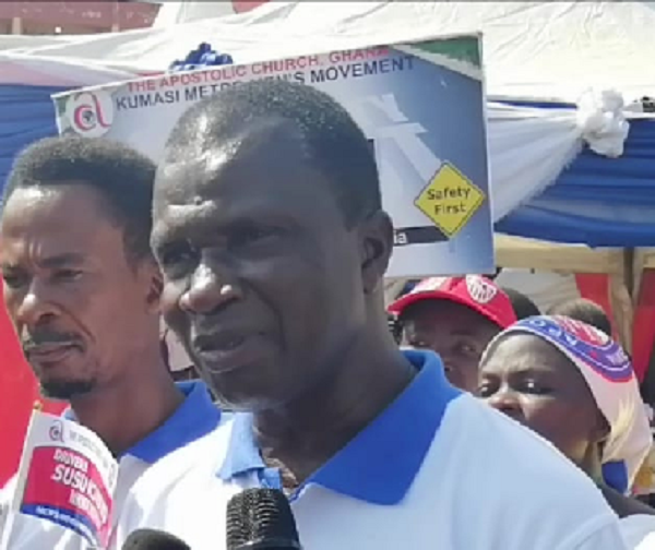 Elder Christian Obeng Boateng, Leader of the National Men’s Movement of the Apostolic Church of Ghana, addressing the media