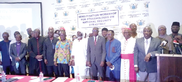 Mr Albert Kan-Dapaah (5th from left front row), Minister of National Security with the religious leaders