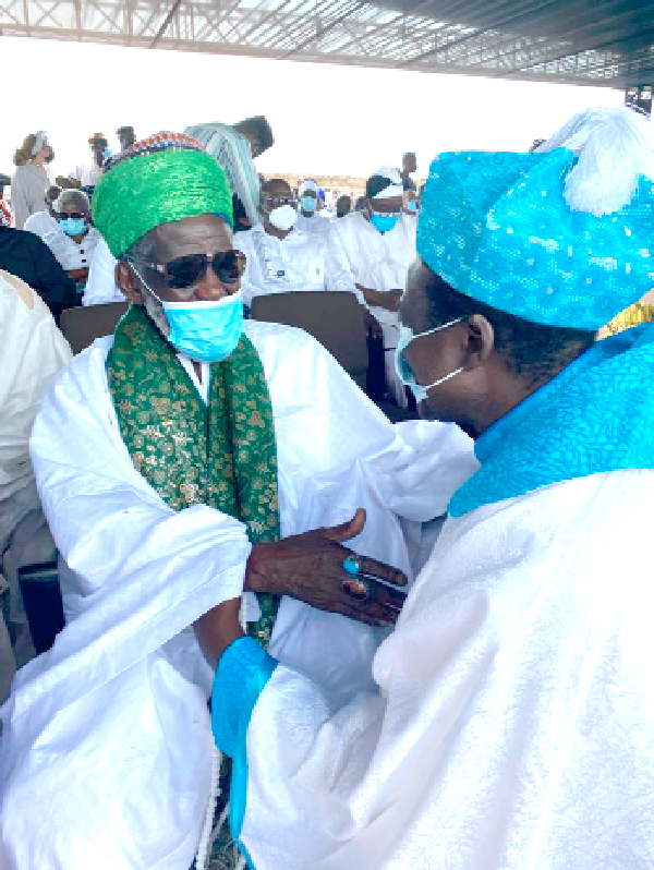 Nakoa Prophet Nazareth Ansah Jamson, Spiritual Leader of the Prophets and Spiritual Churches Council, with Sheikh Osman Nuhu Sharabutu, the National Chief Imam