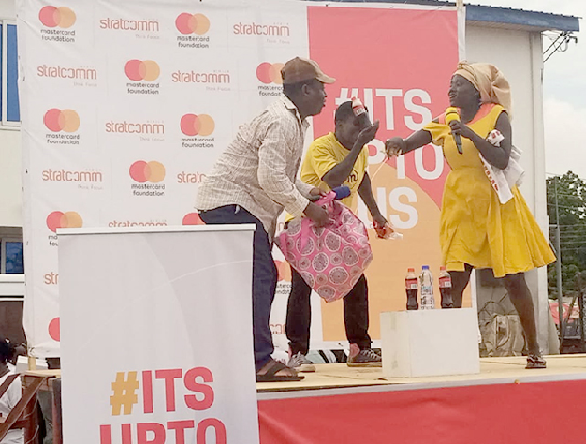 Members of the Perfect Stars drama group, performing a skit to educate the audience on the need to observe safety protocol against COVID-19 pandemic