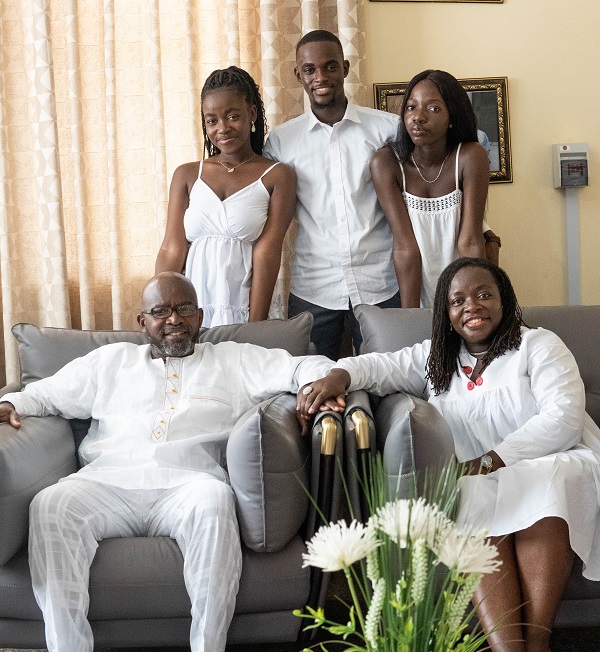 Professor Amfo, Vice-Chancellor, University of Ghana with her husband Mr Frank Amfo, and their children, Yoofi (middle), Maame Araba (left) and Efua Benyiwa