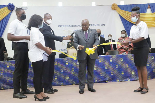President Akufo-Addo launching the UGSoL endowment Fund at the ceremony. Picture: SAMUEL TEI ADANO