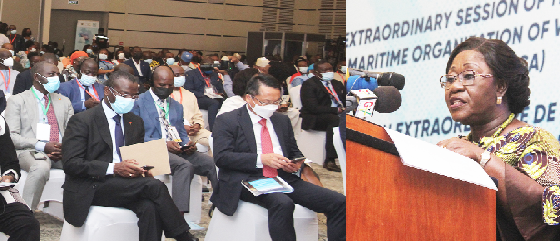 Mrs. Akosua Frema Osei-Opare, Chief of Staff, addressing the opening ceremony of the 16th extraordinary session of the MOWCA. Pictures: BENEDICT OBUOBI