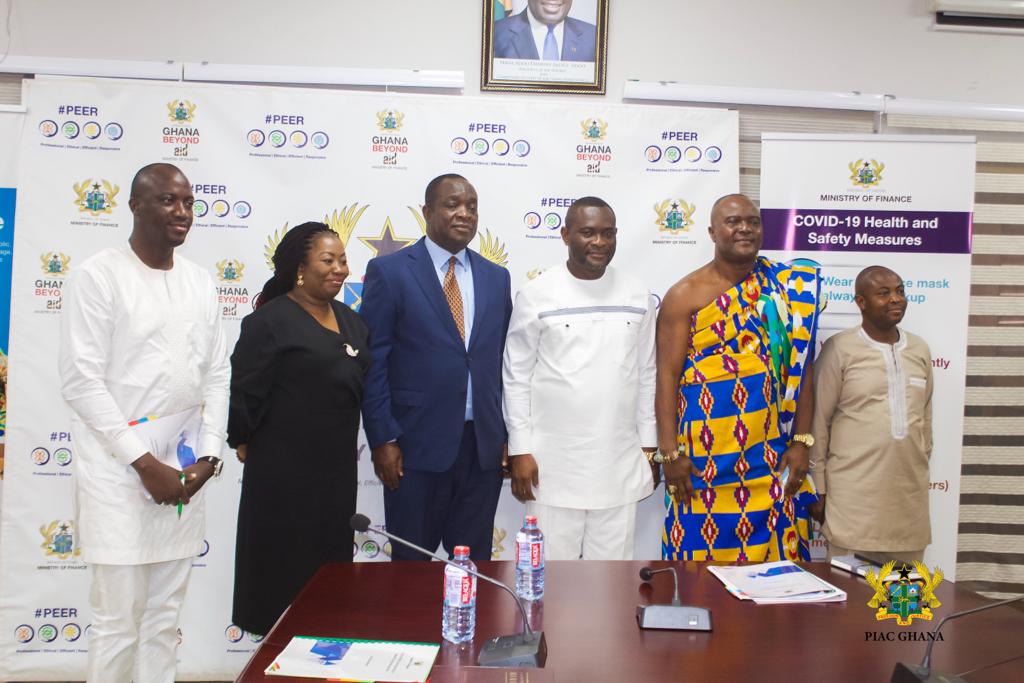 Mr John Kumah (3rd right) Deputy Minister of Finance, Prof Kwame Adom Frimpong, (3rd left), Chairman of PIAC with other PIAC members after the swearing-in