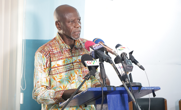 Mr Akoto Ampaw, a member of the concerned Ghanaian citizens reading a statement on behalf of the group during the media briefing. Picture: EDNA SALVO-KOTEY