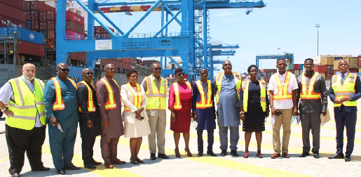 The Board members with the some senior management staff of gpha and mps at the Terminal Three facility during the orientation. Picture: DELLA RUSSEL OCLOO