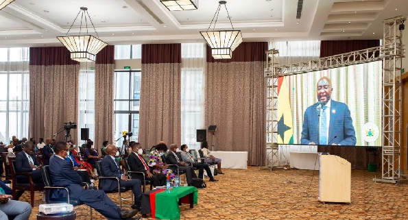 The Vice - President Dr Mahamudu Bawumia virtually adressing the conference 