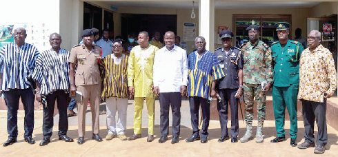 Mr Samuel Abu Jinapor (middle), Minister of Lands and Natural Resources, with members of the Savannah Regional Security Council