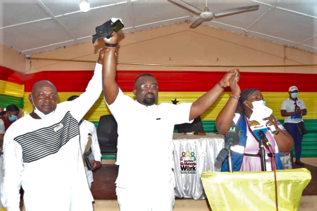  From right to left:  Mrs Mercy Quansah Ogoh, the Municipal Co-ordinating Director; Mr Patrick Kwesi Brako Kumor, the MCE, and  Mr Oduro Ampaw, the Presiding Member, all of the Weija-Gbawe Municipal Assembly