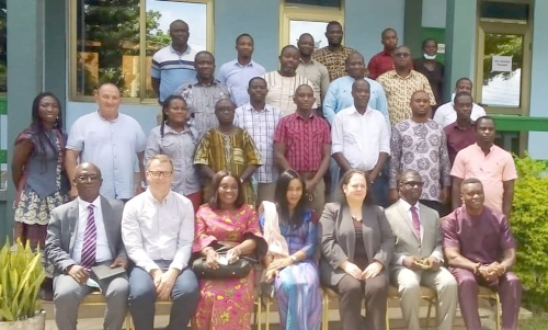 Mrs Mavis Nkansah Boadu (seated 4th from right), a Deputy Minister of Roads and Highways, Madam Shlomiti Sufa (seated 3rd from right), the Israeli Ambassador - designate to Ghana, the Gambia and Sierra Leone, with road engineers and quantity maintenance surveyors
