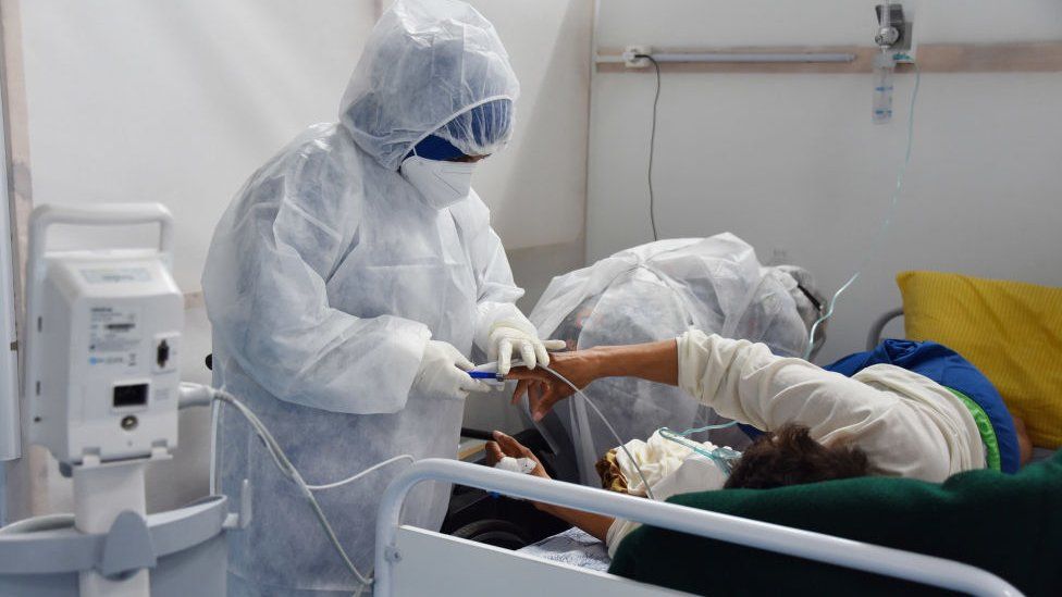 A patient receives Covid care in Tunisia