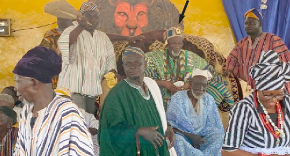 Ya-Na Abukari II (arrowed) sitting in state at the durbar