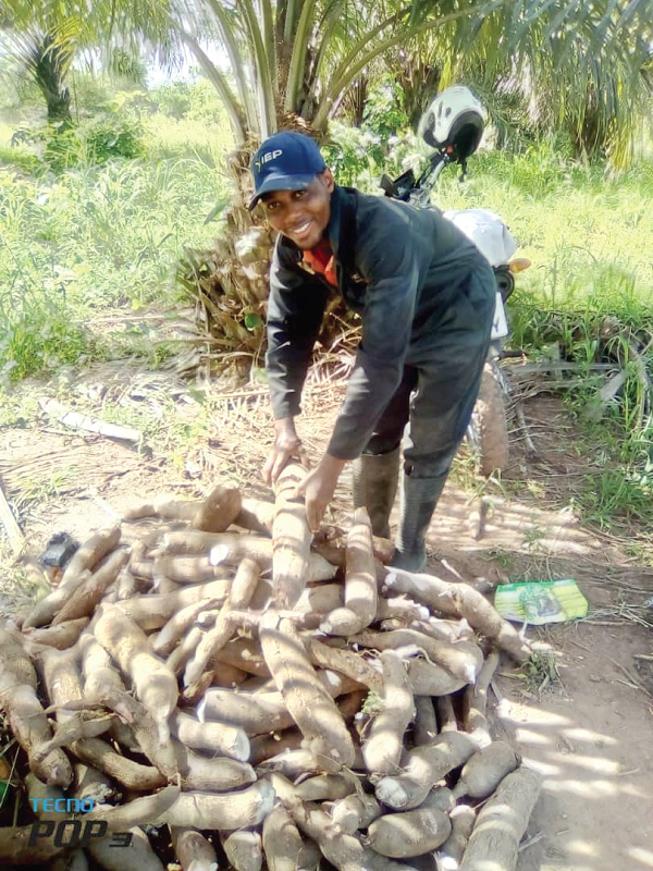 Mr Joseph Anyomi Quaicoo, a beneficiary of YiEP and CEO/Founder of Anyomi Farms, on his farm
