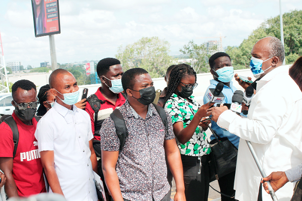 Mr Robert Patrick Ankobiah (right), Chief Director, Ministry of Food and Agriculture (MoFA), addressing the candidates before their departure. Picture: Maxwell Ocloo