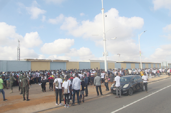 Scores of youth at the Ghana Immigration Service recruitment at the Elwak-Stadium on October 26, 2021