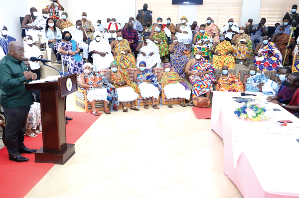 President Nana Addo Dankwa Akufo-Addo addressing members of the Greater Accra Regional House of Chiefs at Dodowa