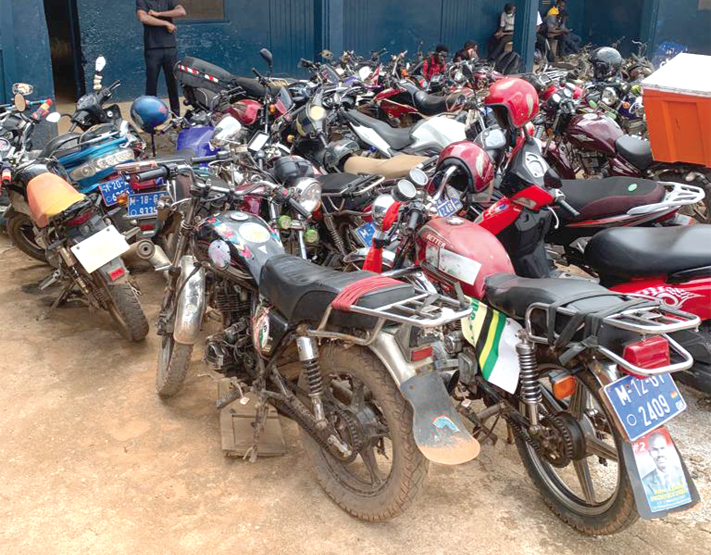 Some of the impounded motorbikes in Kumasi