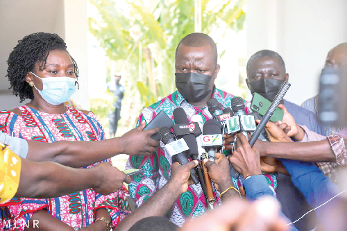  Mr Samuel Abu Jinapor, Minster  of Lands and Natural Resources addressing the media
