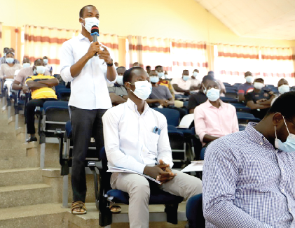 One of the benefiaries asking a question at the orientation programme