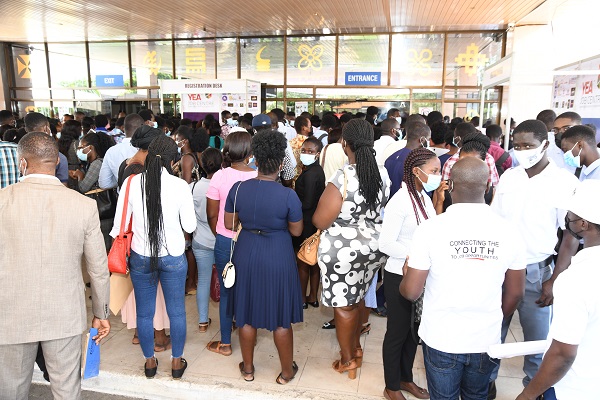 Some job seekers at the fair grounds at the AICC. Pictures: EBOW HANSON