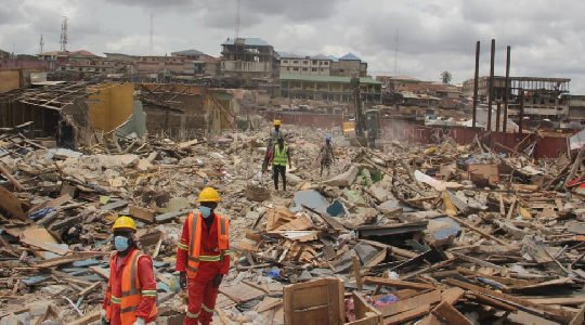  Some remains of the structures that were pulled down at the Central Market