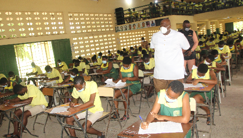 Mr. Henry Quartey , Greater Accra Regional Minister, visiting some WASSCE centres in Accra. Picture: ESTHER ADJEI