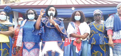 Mrs Justina Marigold Assan (2nd left) speaking at the event. Looking on are some members of the Women’s wing