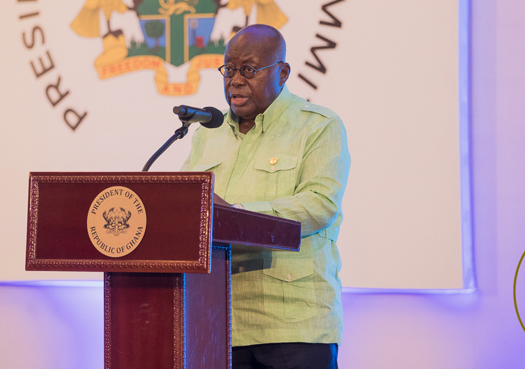 President Akufo-Addo addressing guests at the Presidential Business Summit in Accra. Picture: SAMUEL TEI ADANO