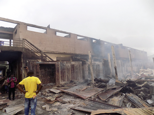 The situation at the Oda Central Market after the fire disaster. Picture: SAMUEL KYEI-BOATENG