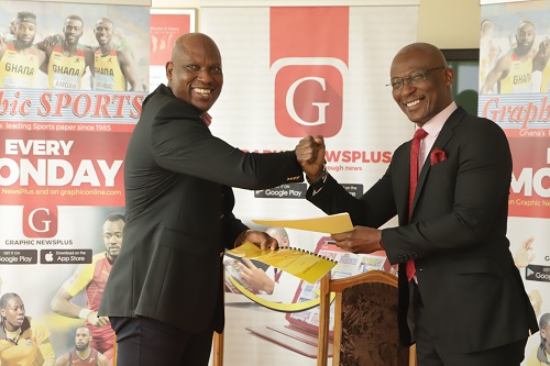 MD of GCGL, Mr Ato Afful and  MD of Ignite Media Group, Mr Kayode Akintemi (right) at the ceremony