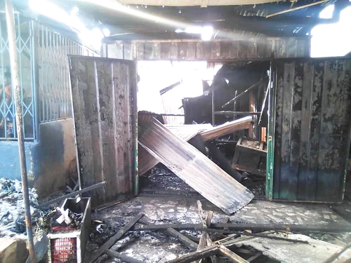 The fire burnt everything in  the motorbike repair shop 