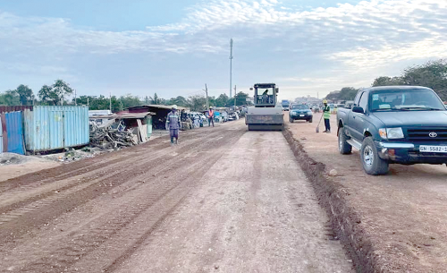 Road surfacing work on a portion of the stretch