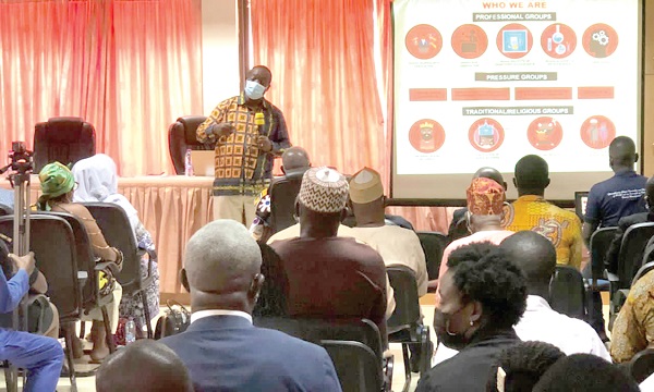 Professor Adom Frimpong, Chairman of PIAC,  addressing the participants