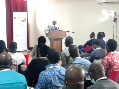  • Dr Nana Ato Arthur, Head of the Local Government Service, addressing the participants