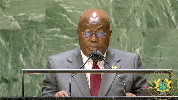 President Akufo-Addo speaking at the 2021 SDGs Moment on the “Decade of Action” at the UN Headquarters in New York