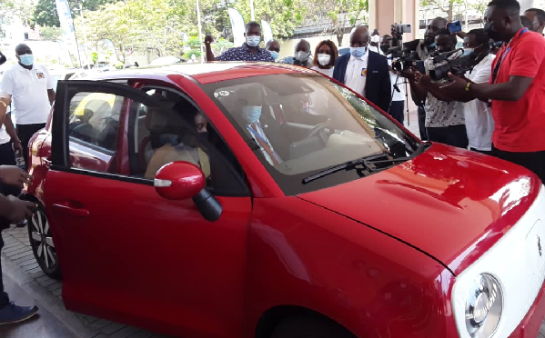 An electric car exhibited at the event
