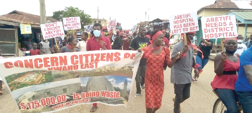 The demonstrators on the streets of Abetifi Kwahu