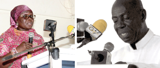 Madam Justina Owusu-Banahene — Bono Regional Minister &amp; Rev. Fr. William Kyere — Chairman Bono Regional Peace Council