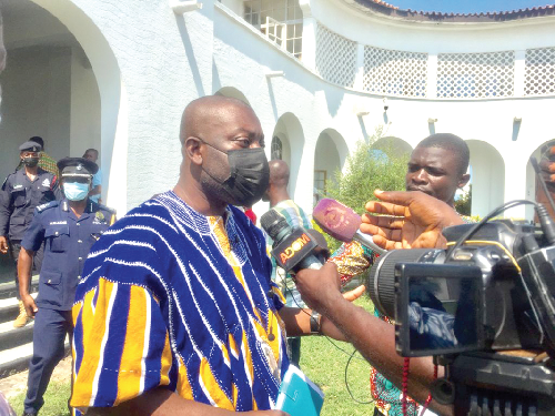 Mr Oppong Nkrumah speaking to the media in Cape Coast