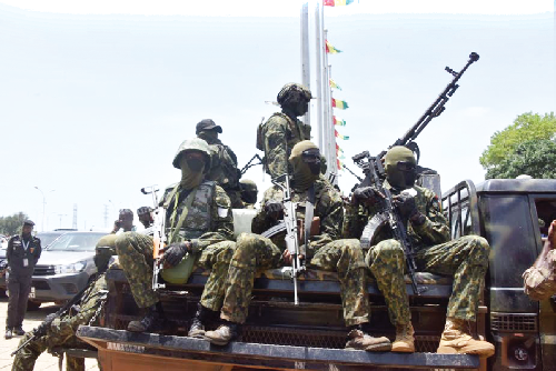 Members of Guinea’s special forces outside the Palace of the People in Conakry on September 6, 2021