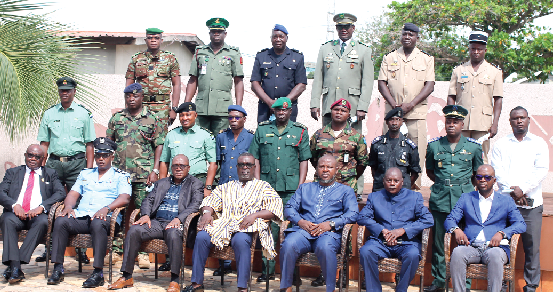 Mr. Jones Borteye Applerh (4th from left), Executive Secretary, NCSALW; Dr. Sani Adamu (3rd from left), Programmes Officer, Disarmament and Arms Control, ECOWAS, with some dignitaries. Picture: Maxwell Ocloo