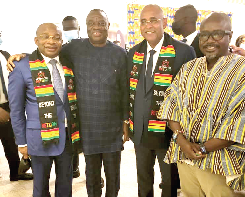 From left: Mr Siandou Fofana, Minister of Tourism and Leisure of Cote d’lvoire;  Dr Ibrahim Awal, Minister of Tourism and Culture; Mr Patrick Jerome Achi, the Prime Minister of Cote d’lvoire, and Mr Akwasi Agyeman, CEO of Ghana Tourism Authority