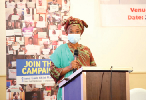 Dr Afisah Zakariah, Chief Director, Ministry of Gender, launching the child marriage information portal