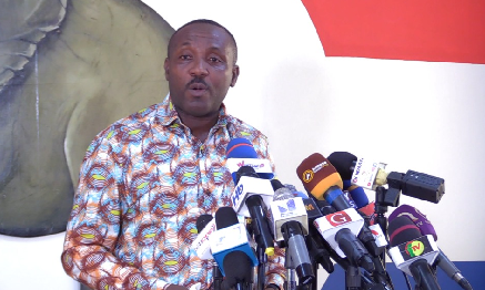 Mr John Boadu, General Secretary of the New Patriotic Party, addressing the media on the party’s upcoming elections. Picture: ELVIS NII NOI DOWUONA