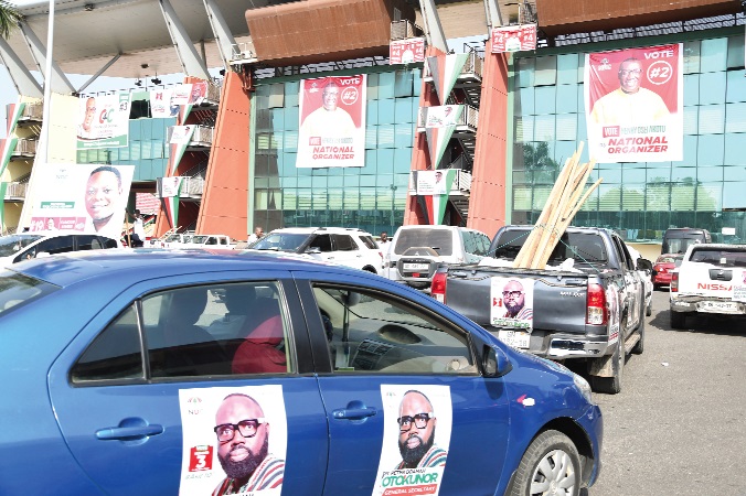 Posters of various candidates splashed all over the venue. Picture: EBOW HANSON    
