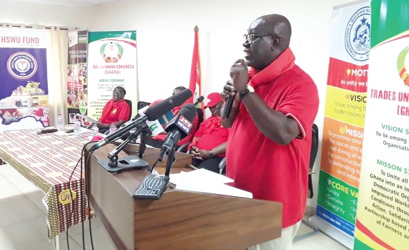  Dr Yaw Baah, Secretary-General of the TUC, speaking at the press conference