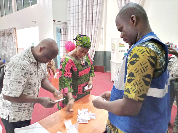 Officials of the Electoral Commission counting the votes at the Tamale Metropolitan Assembly