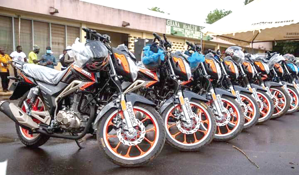  Some of the motorbikes donated by the MP