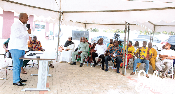 Former President John Mahama (left) addressing the Greater Accra NDC delegation